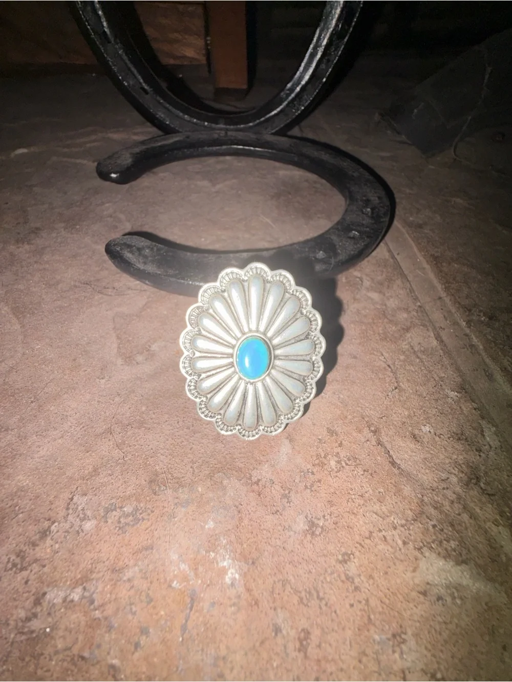 Ranch Dress’n Boho Concho Turquoise adjustable ring